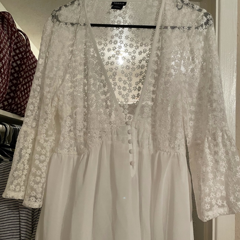 Torrid White Transparent Blouse